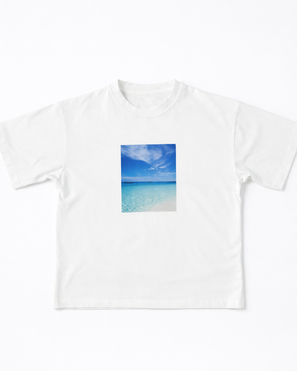 White Oversized Blue Print T-Shirt | Premium Cotton Graphic Tee - Image 5
