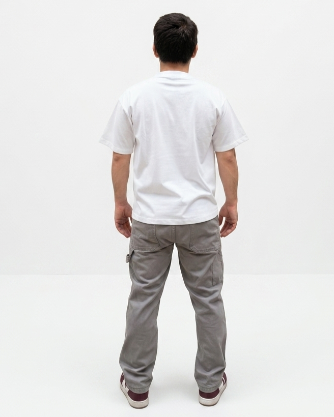 White Oversized Blue Print T-Shirt | Premium Cotton Graphic Tee - Image 4