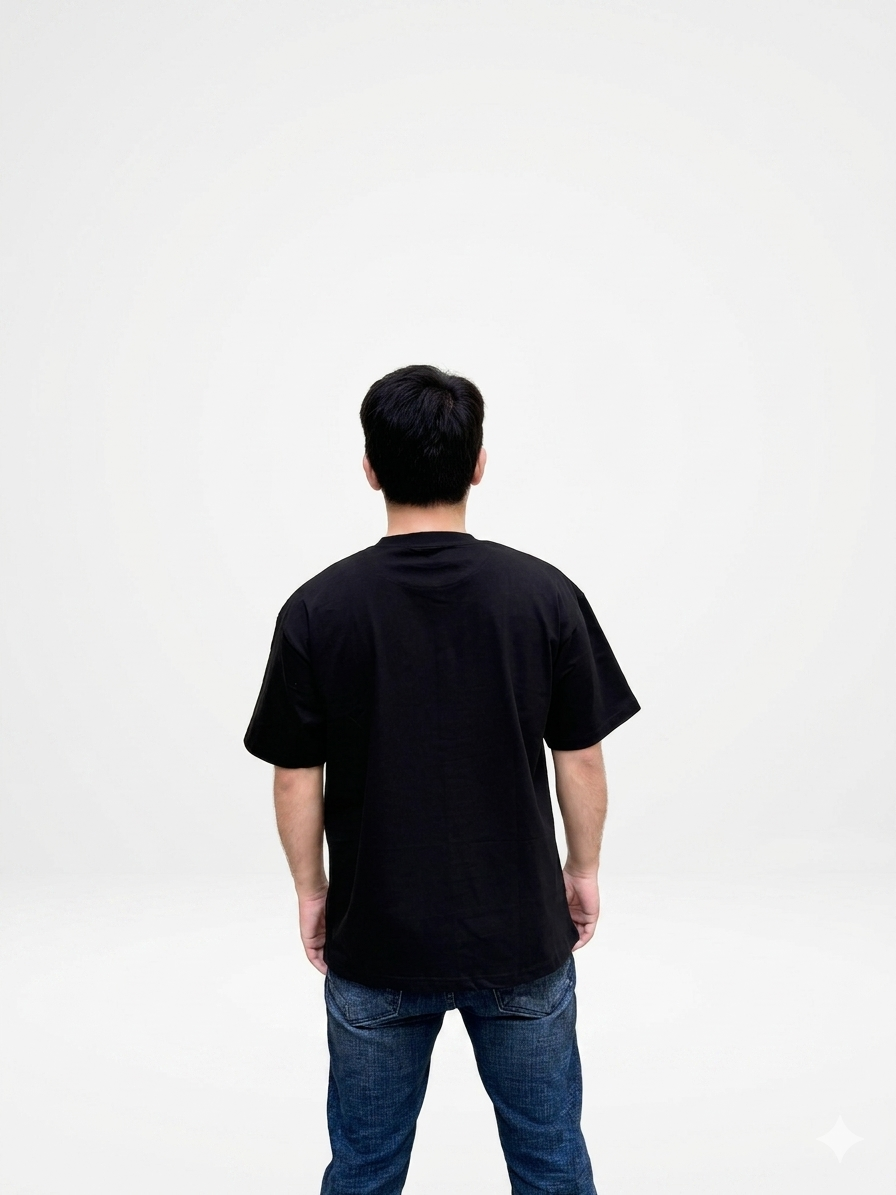 Black Oversized Rose Print T-Shirt | Heavy Cotton Streetwear - Image 3