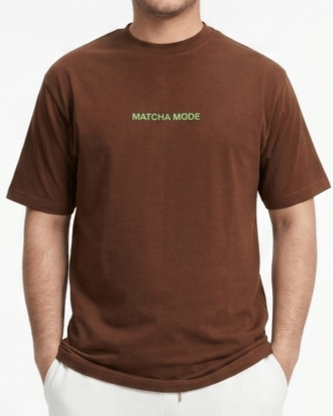 Coffee Brown Oversized Matcha Print T-Shirt | Premium Cotton Streetwear Graphic Tee - Image 2