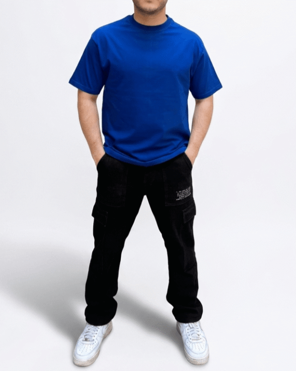 Men’s royal blue oversized minimal plain T-shirt front view