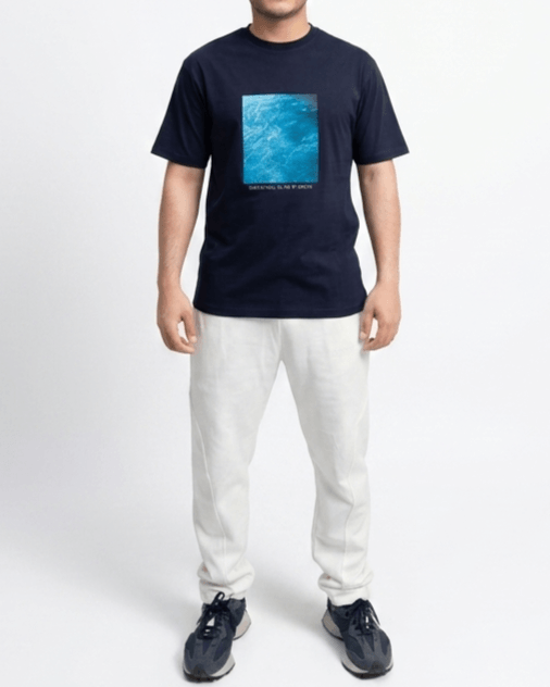 Navy Blue Oversized Graphic Print T-Shirt | Premium Cotton Streetwear Tee