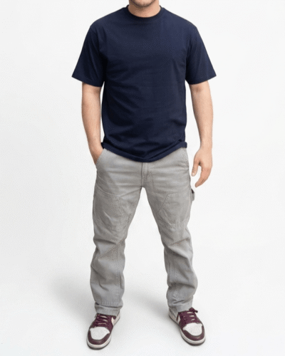 Navy Blue Plain Oversized Unisex T-Shirt | Premium Cotton Minimal Streetwear Tee