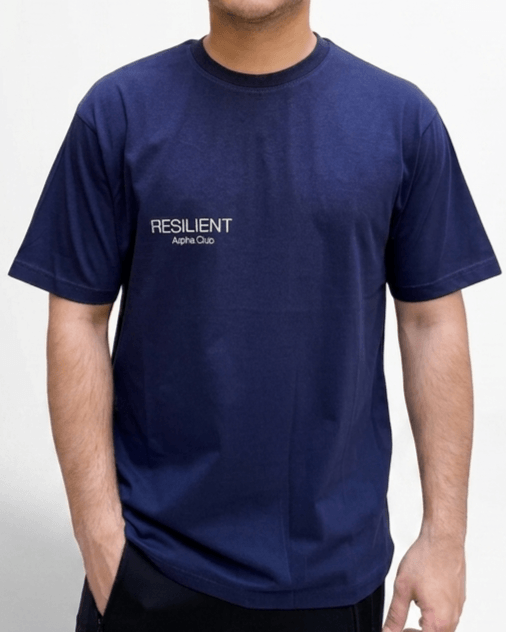 Navy Blue Oversized Men’s Graphic T-Shirt | Premium Cotton White Print Streetwear Tee - Image 4