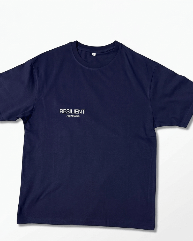Navy Blue Oversized Men’s Graphic T-Shirt | Premium Cotton White Print Streetwear Tee - Image 5
