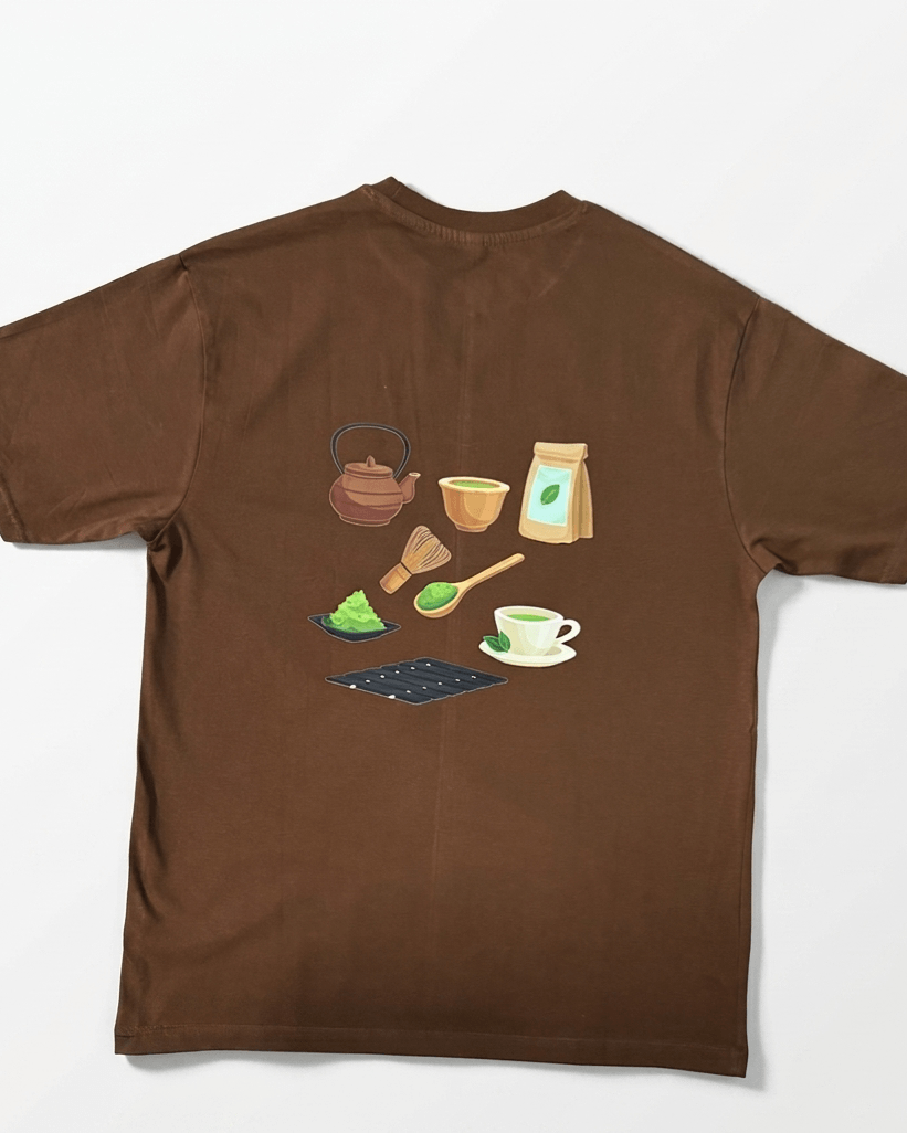 Coffee Brown Oversized Matcha Print T-Shirt | Premium Cotton Streetwear Graphic Tee - Image 4