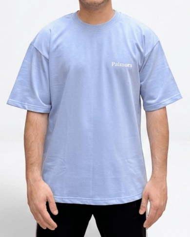 Sky Blue Oversized Graphic T-Shirt | Premium Cotton White Print Streetwear Tee - Image 4