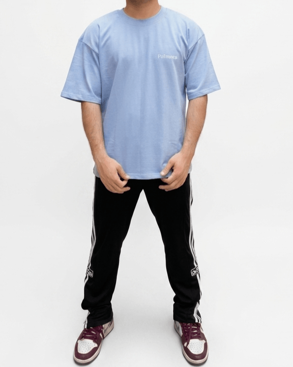 Sky Blue Oversized Graphic T-Shirt | Premium Cotton White Print Streetwear Tee - Image 3