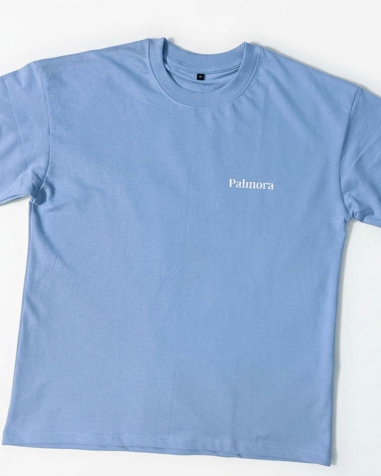 Sky Blue Oversized Graphic T-Shirt | Premium Cotton White Print Streetwear Tee - Image 5
