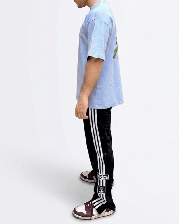 Sky Blue Oversized Graphic T-Shirt | Premium Cotton White Print Streetwear Tee - Image 2