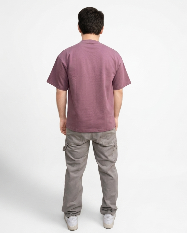 Plum Pink Oversized Minimal Plain T-Shirt | Premium Cotton Unisex Essential Tee - Image 4