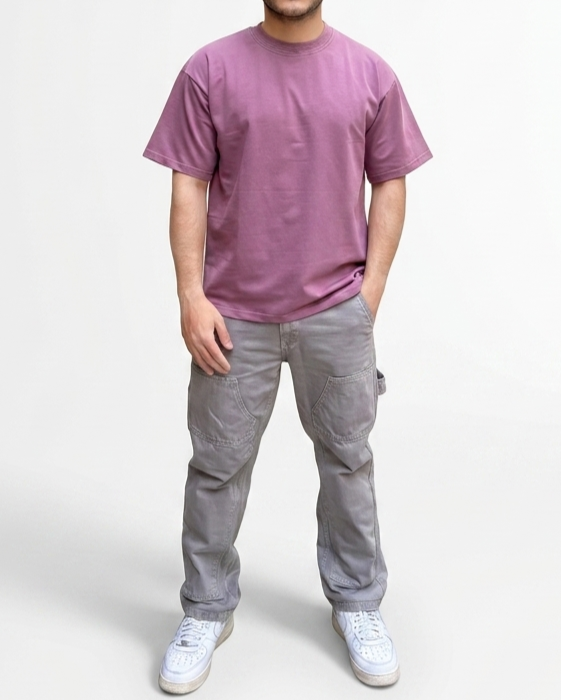 Plum Pink Oversized Minimal Plain T-Shirt | Premium Cotton Unisex Essential Tee
