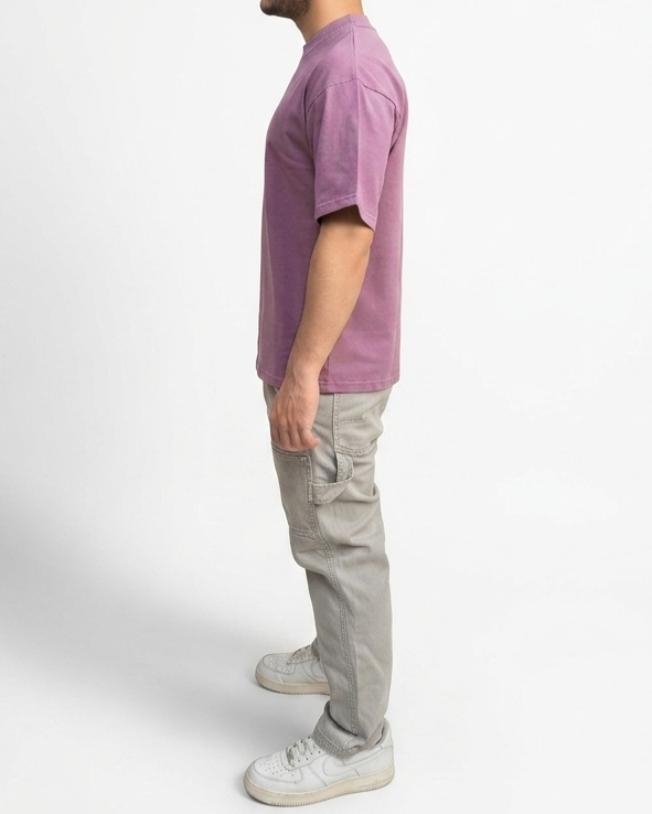 Plum Pink Oversized Minimal Plain T-Shirt | Premium Cotton Unisex Essential Tee - Image 2