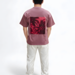 Palm pink oversized unisex t-shirt back view with flower graphic print streetwear design